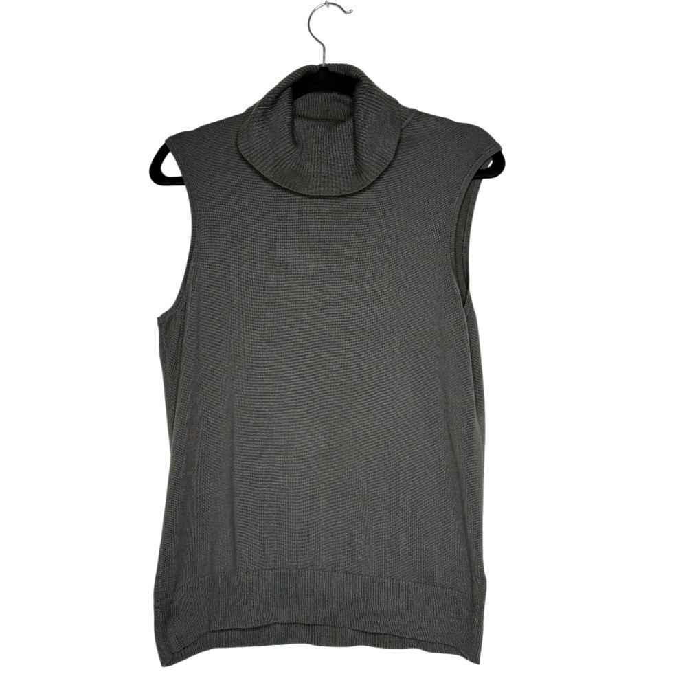 Cable & Gauge Olive Green Sleeveless‎ Turtleneck Sweater Top L Soft Knit